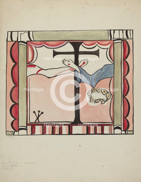 Detail from Main Reredos at Sanctuario Church, Chimayo, 1935/1942. Creator: E. Boyd.
