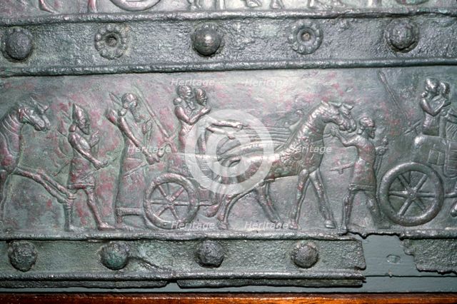 Detail from the Balawat Gates, made for Shalmeneser III, Neo-Assyrian, c858-824 BC. Artist: Unknown.