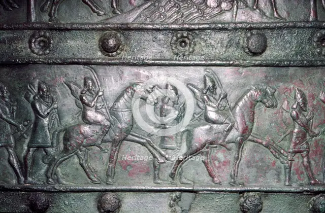 Detail from the Balawat Gates, made for Shalmeneser III, Neo-Assyrian, c858 BC-824 BC Artist: Unknown.