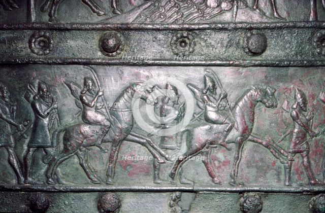 Detail from the Balawat Gates, made for Shalmeneser III, Neo-Assyrian, c858 BC-824 BC Artist: Unknown.