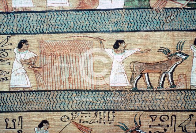Detail from the Book of the Dead showing the Elysian Fields. Artist: Unknown