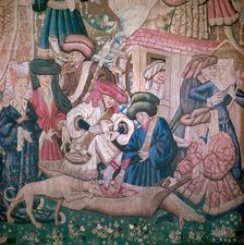 Detail from the Devonshire Hunting Tapestries, 15th century