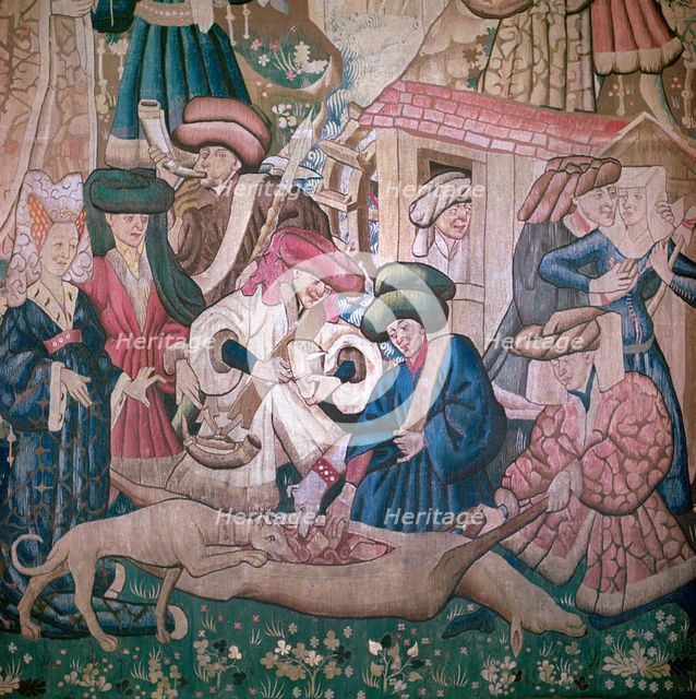 Detail from the Devonshire Hunting Tapestries, 15th century. Artist: Unknown