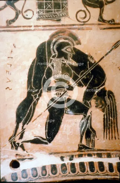 Detail from the Francois Vase,  Ajax carrying the body of Achilles, c6th century BC. Artists: Ergotimos, Kleitias.