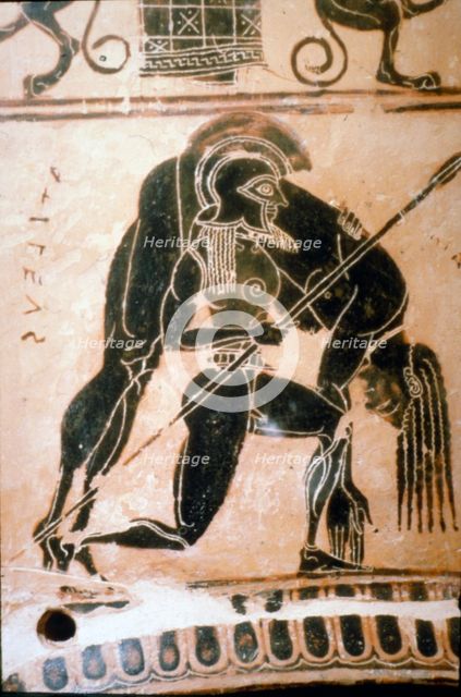 Detail from the Francois Vase,  Ajax carrying the body of Achilles, c6th century BC. Artists: Ergotimos, Kleitias.