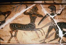 Detail from the Francois Vase, Satyr and Warrior fighting, c6th century BC. Artists: Ergotimos, Kleitias