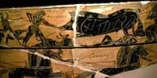 Detail from the Francois Vase, Peleus and Atalanta with Calydonian Boar Hunt, c6th century BC Artists: Ergotimos, Kleitias