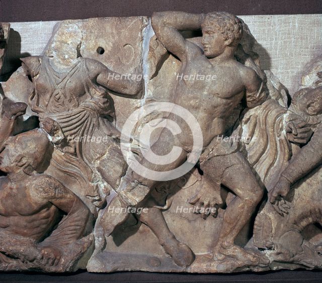 Detail from the frieze in the cella of the temple of Apollo at Bassae, 5th century BC. Artist: Unknown
