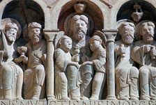 Detail from the west front of Conques Abbey, 11th century