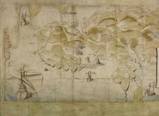 Detail (left-hand end) of a panoramic map of the coast from Land's End to Exmouth..., c1539. Creator: Unknown