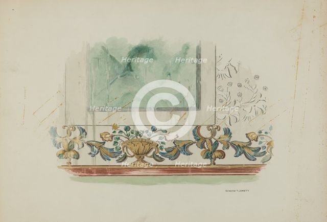 Detail, Painted Decoration on Sanctuary Wall, c. 1939. Creator: Edward Jewett.