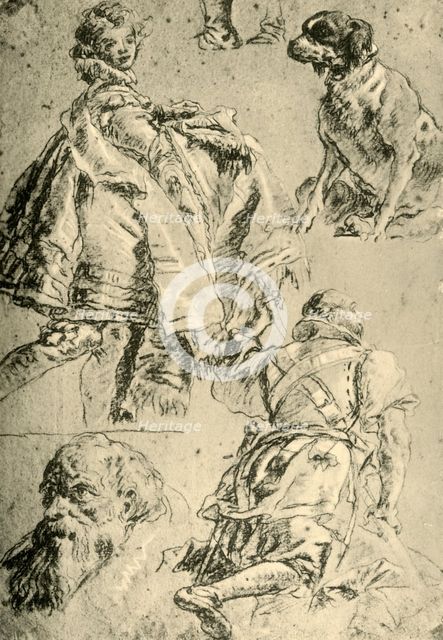 'Detail Studies for the Frescoes in the Kaisersaal in the Residence at Würzburg', 1751-1752, (1928). Artist: Giovanni Battista Tiepolo.