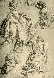 Detail Studies for the Frescoes in the Kaisersaal in the Residence at Würzburg 1751-1752, (1928). Artist: Giovanni Battista Tiepolo