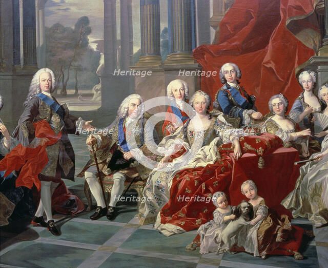 Detail 'The Family of Philip V', oil, appearing the king, his second wife Elizabeth Farnese and t…