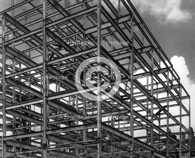 Detail view of constructional steelwork at Oxford Mansions, Bexley, London, c1920-c1935. Artist: Unknown
