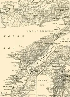 Detailed Map of Gallipoli and Dardanelles 1916. Creator: Unknown