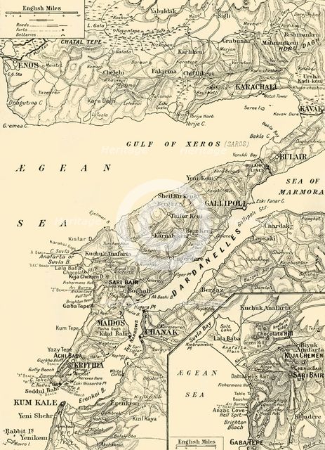 'Detailed Map of Gallipoli and Dardanelles', 1916. Creator: Unknown.