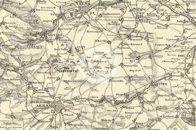 'Detailed Map of the Arras Fighting Area', 1917. Creator: Unknown.