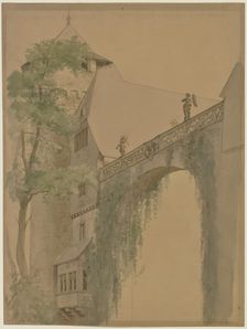 Detailed View of the Courtyard of Fürstenau Castle in the Odenwald Forest, mid-19th century. Creator: Josef Ferdinand Becker