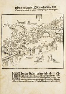 Detailed view of Lucerne. From Kronika by Petermann Etterlin, 1507. Creator: Master D.S. (active Early 16th cen.)