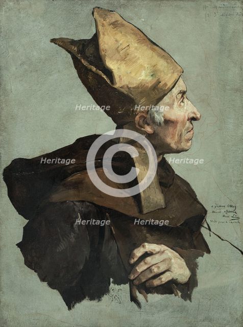 Detailled sketch for the Pantheon: A bishop (the coronation of Charlemagne), c1884. Creator: Henri Leopold Levy.