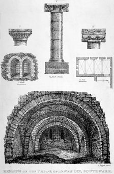 Details of the remains of Prior of Lewes Inn, Tooley Street, Bermondsey, London, 1830. Artist: Anon