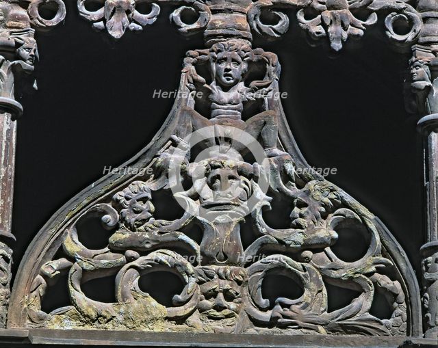 Details of the traceries of the ogival archs of the Moon Gate in the Knights Cloister, Monastery …