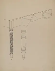 Details of Dining Room Table, c. 1936. Creator: Howard Weld