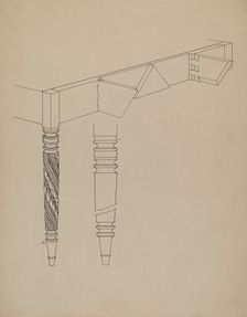 Details of Dining Room Table, c. 1936. Creator: Howard Weld