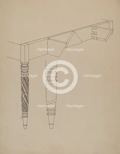 Details of Dining Room Table, c. 1936. Creator: Howard Weld.