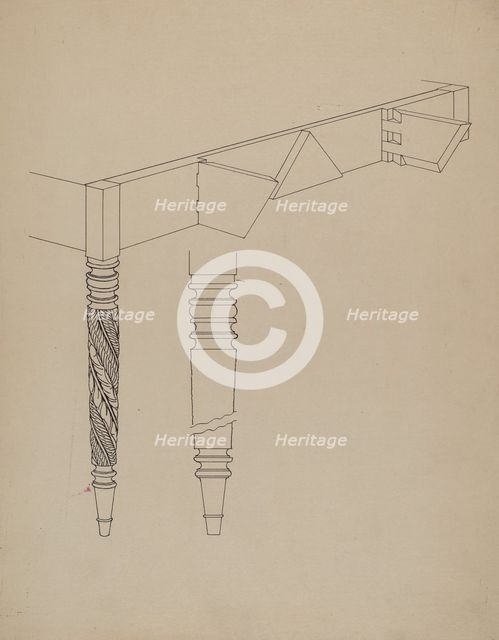 Details of Dining Room Table, c. 1936. Creator: Howard Weld.