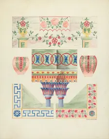 Details of Painted Decorations on Reredos and Walls, 1937. Creator: Randolph F Miller