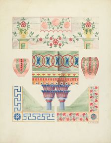 Details of Painted Decorations on Reredos and Walls, 1937. Creator: Randolph F Miller