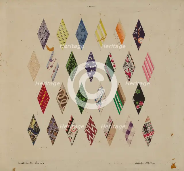 Details of Patchwork Quilt, c. 1937. Creator: Gladys Phillips.