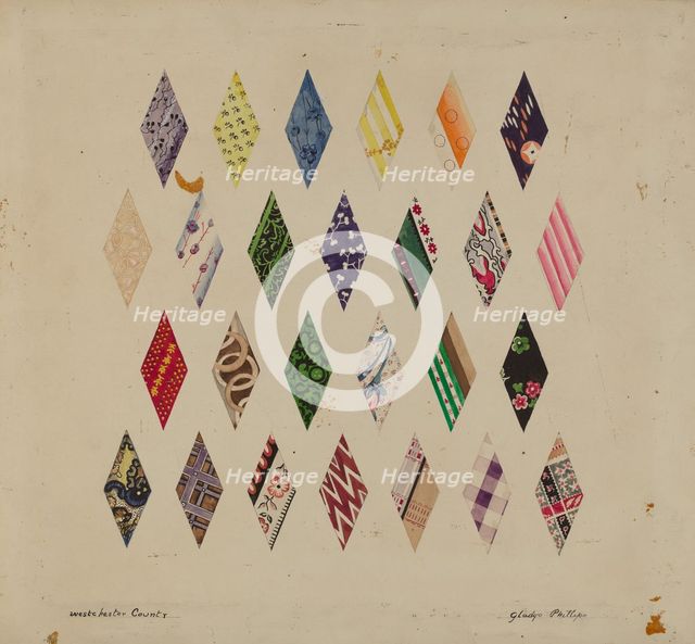Details of Patchwork Quilt, c. 1937. Creator: Gladys Phillips.