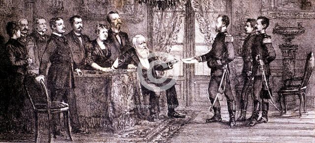 Dethronement of Pedro II, Major Solon delivers him the message on 16th November 1889.