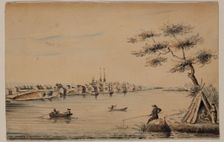 Detroit as Seen from the Canadian Shore in 1821, 1821. Creator: Alexander Macomb