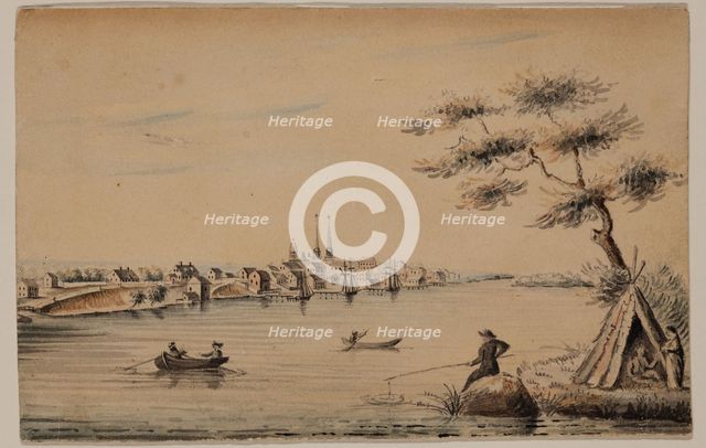 Detroit as Seen from the Canadian Shore in 1821, 1821. Creator: Alexander Macomb.