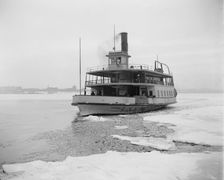 Detroit River ferry boat in ice, between 1880 and 1901. Creator: Unknown