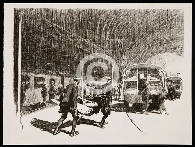 'Detraining in England', 1917. Creator: Claude Allin Shepperson.