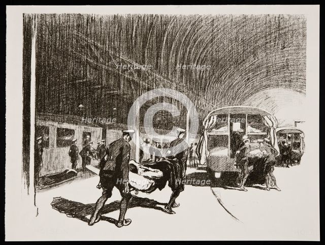 'Detraining in England', 1917. Creator: Claude Allin Shepperson.