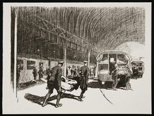 Detraining in England 1917. Artist: Claude Allin Shepperson