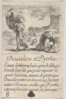 Deucalion and Pyrrha, from Game of Mythology (Jeu de la Mythologie), 1644. Creator: Stefano della Bella