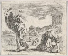 Deucalion and Pyrrha, from Game of Mythology (Jeu de la Mythologie), 1644. Creator: Stefano della Bella