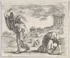 Deucalion and Pyrrha, from Game of Mythology (Jeu de la Mythologie), 1644. Creator: Stefano della Bella