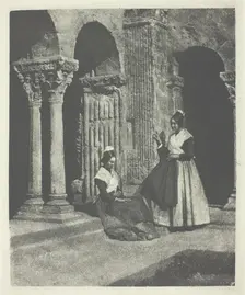 Deux arlesiennes dans le cloitre de Saint-Trophime d'Arles, c. 1854, printed 1982. Creator: Charles Nègre
