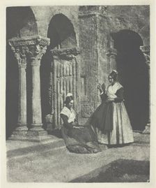 Deux arlesiennes dans le cloitre de Saint-Trophime d'Arles, c. 1854, printed 1982. Creator: Charles Nègre