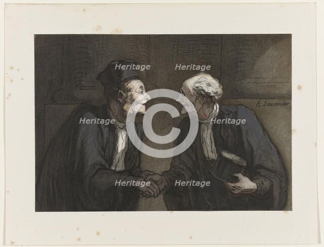 Deux avocats: la poignée de main (Two lawyers: the handshake). Creator: Daumier, Honoré (1808-1879).