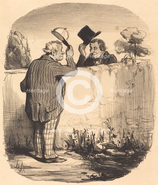 Deux bons voisins, 1847. Creator: Honore Daumier.