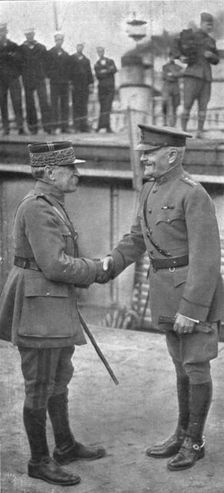 Deux departs; sur le quai, avant l'embarquement 1919. Creator: Unknown